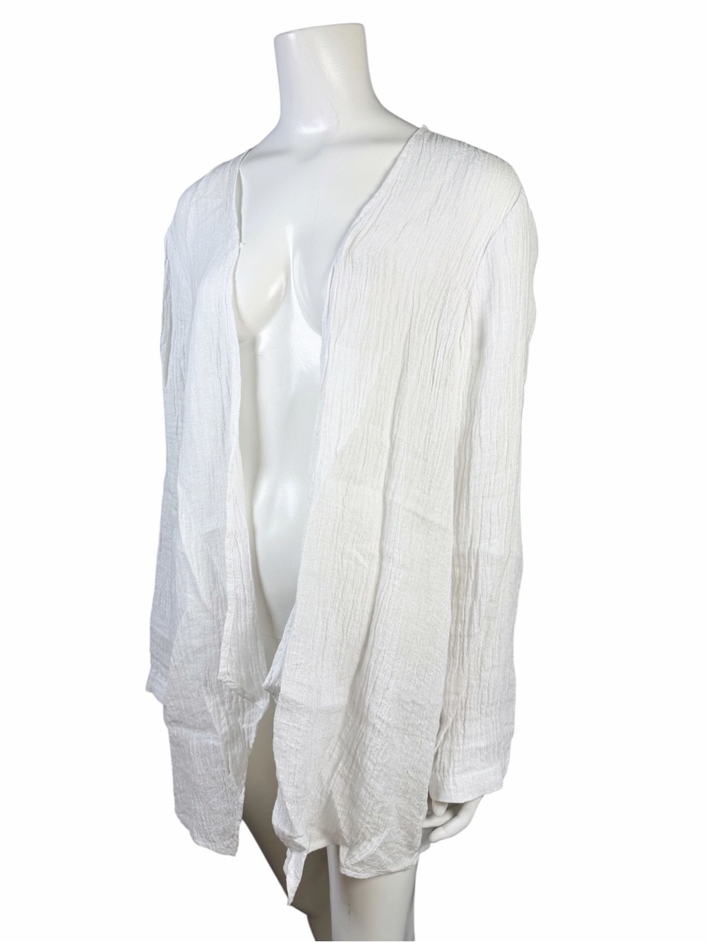 Pure Jill White Linen Open Front Beach Cover Up Cardigan M - Picture 7 of 12